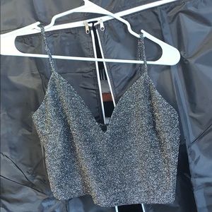 WINDSOR black glitter crop top